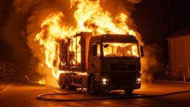 Lkw gerät in Brand – Vollsperrung der Autobahn